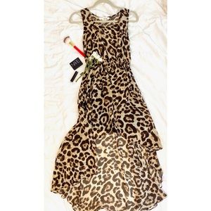 Brown Leopard Chiffon Dress
